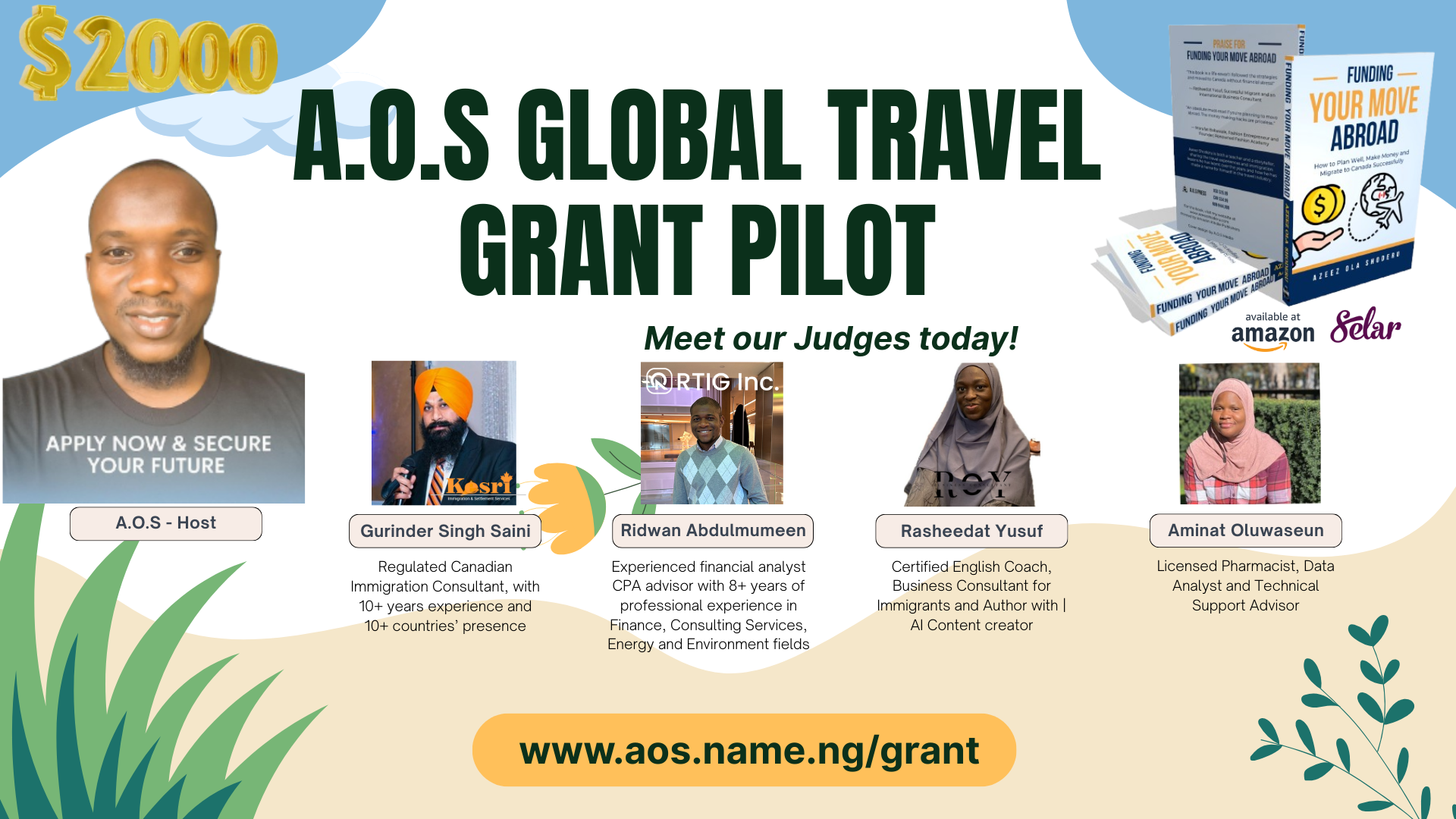 ✨ MEET THE JUDGES – A.O.S Global Travel $2,000 CAD Grant LIVE! ✨
